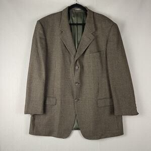 Britches of Georgetowne Wool Blazer Sportcoat Mens 50L Brown Plaid 3 Button